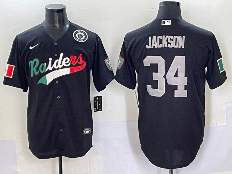 Men 2025 Oakland Raiders #34 Jackson Black Joint Name Nike Limited NFL Jersey style 61->oakland raiders->NFL Jersey
